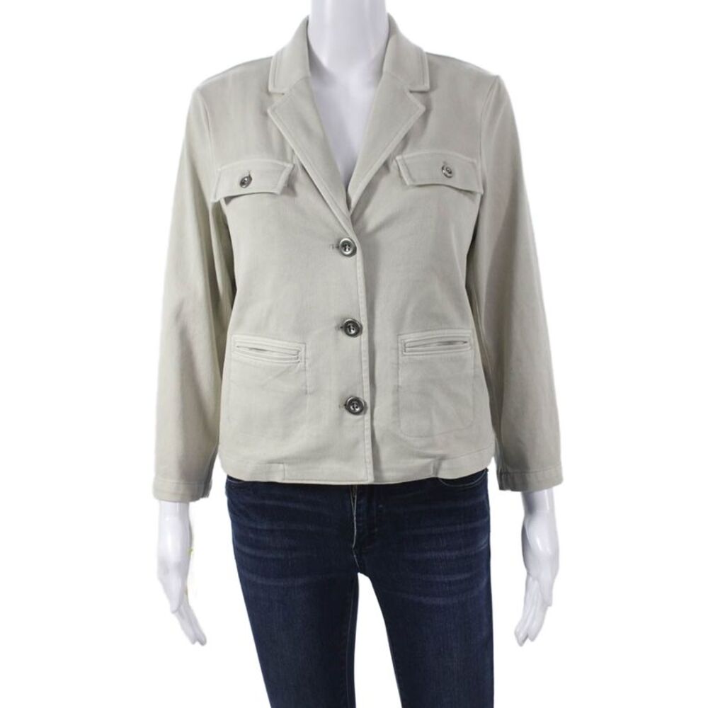 Renuar Women Basic Beige Jacket Button Long Sleeve Size L